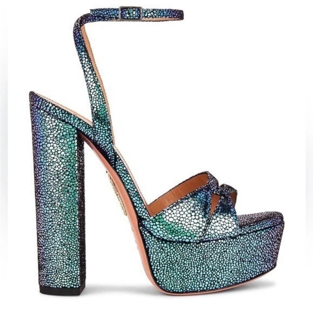 AQUAZZURA Sinner Ombre Platform Ankle-strap Sandals In Petroleum